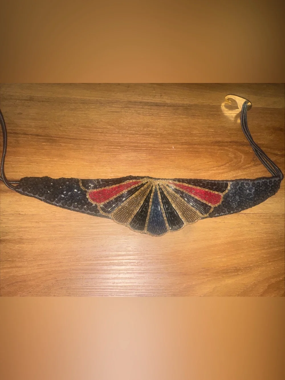 Vtg 70s Speyer Milor Ltd Handmade Chinese Glass Beaded Silk Cummerbund Belt